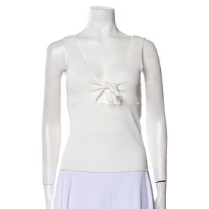 Sandro White Ribbed Tank Top